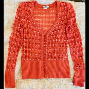 Cache Sequin button up sweater